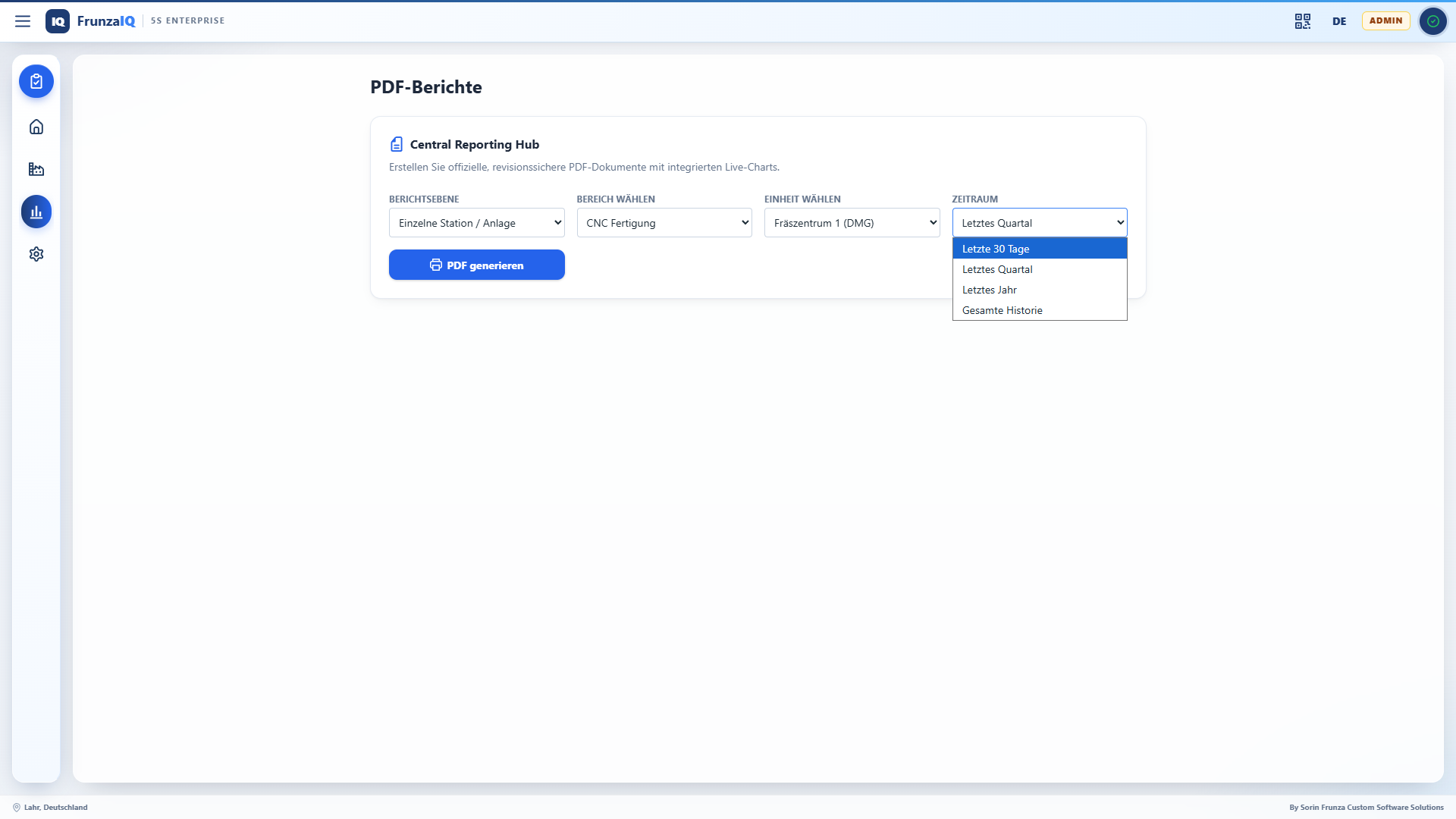 Reporting Hub Software UI